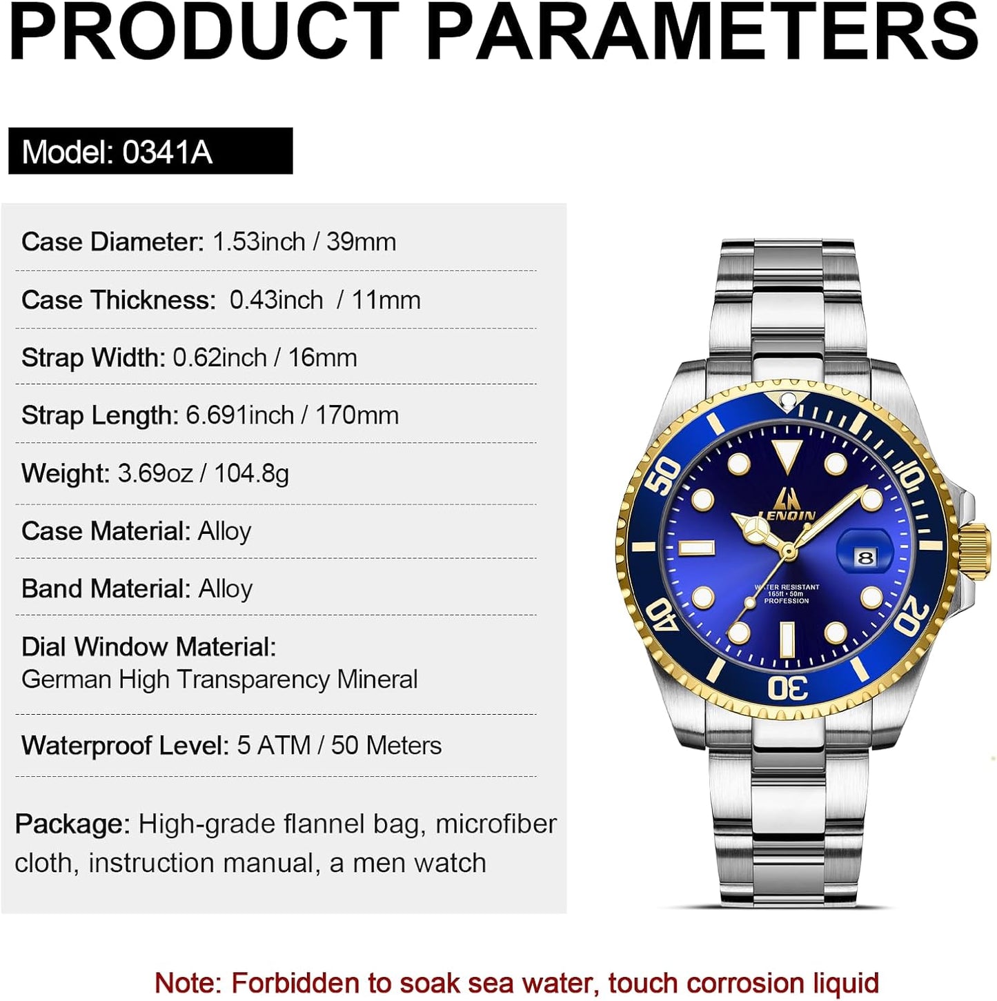 Mens Watches Stainless Steel Waterproof Analog Quartz Watch for Men with Date Luminous Fashion Wristwatch