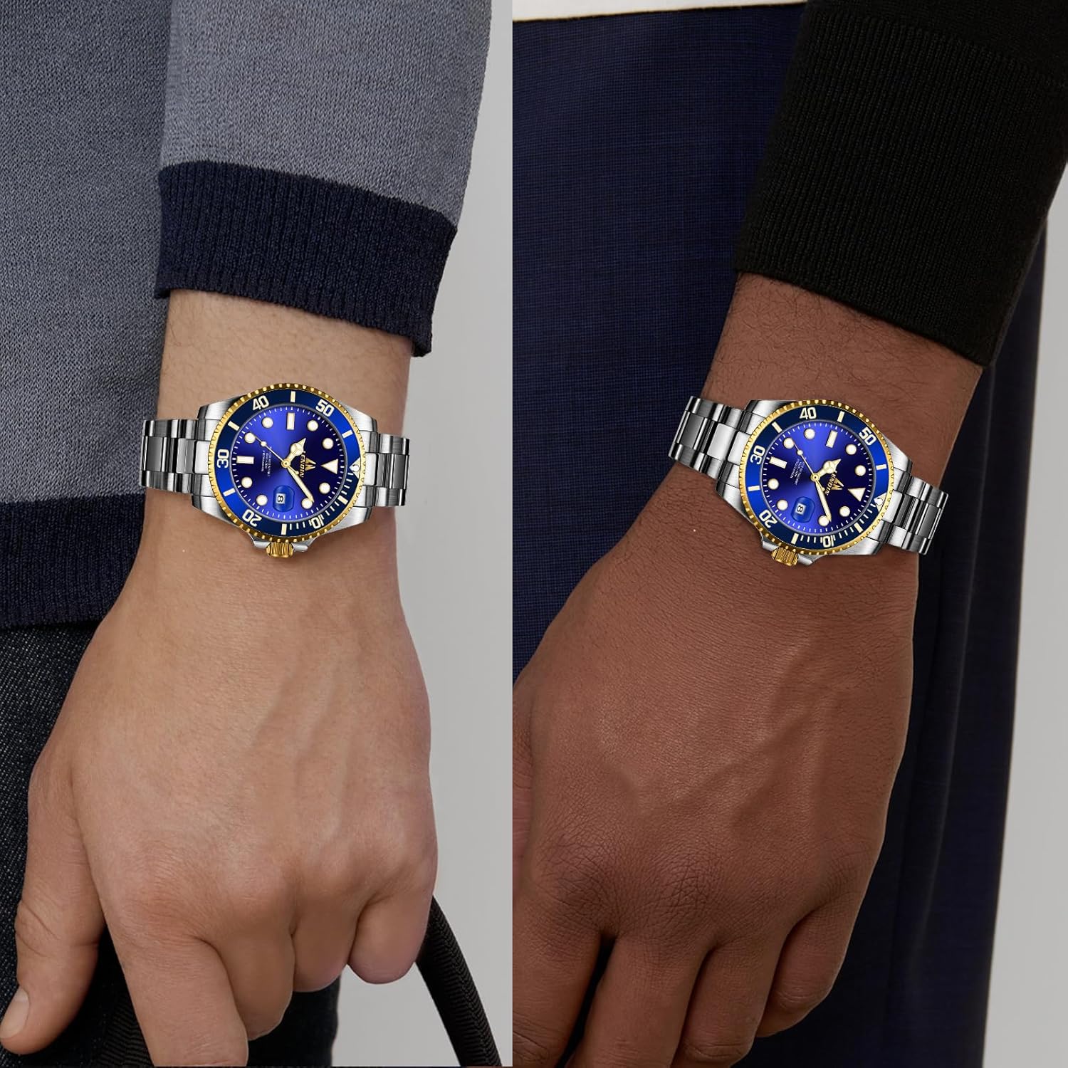 Mens Watches Stainless Steel Waterproof Analog Quartz Watch for Men with Date Luminous Fashion Wristwatch