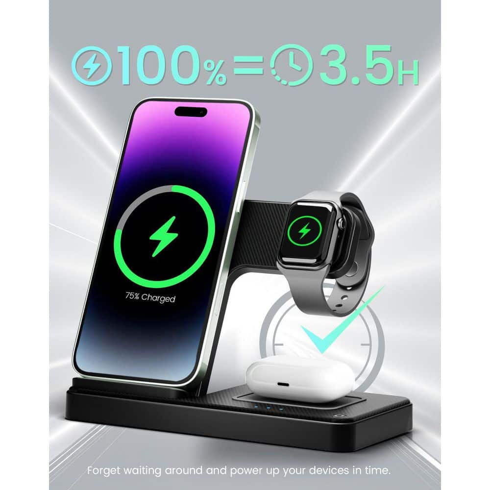 Wireless Charger Iphone Charging Station: 3 in 1 Charger Stand Multiple Devices for Apple