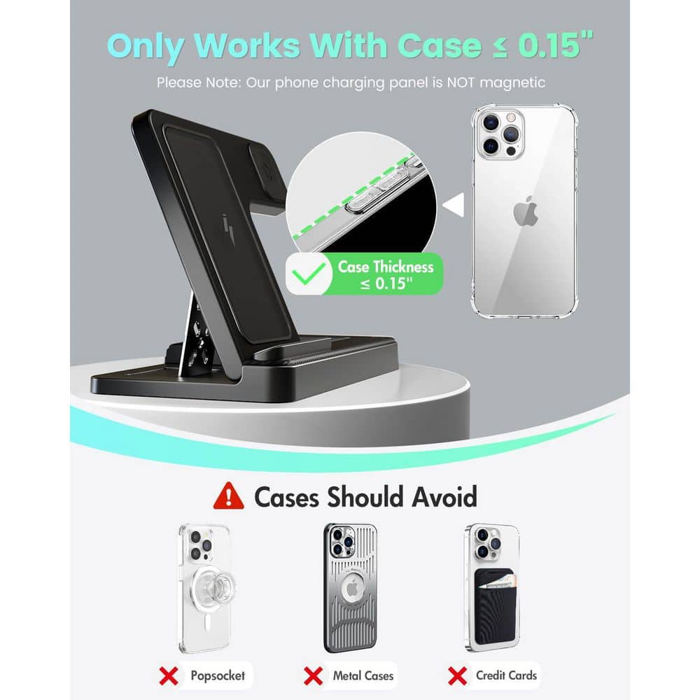 Wireless Charger Iphone Charging Station: 3 in 1 Charger Stand Multiple Devices for Apple