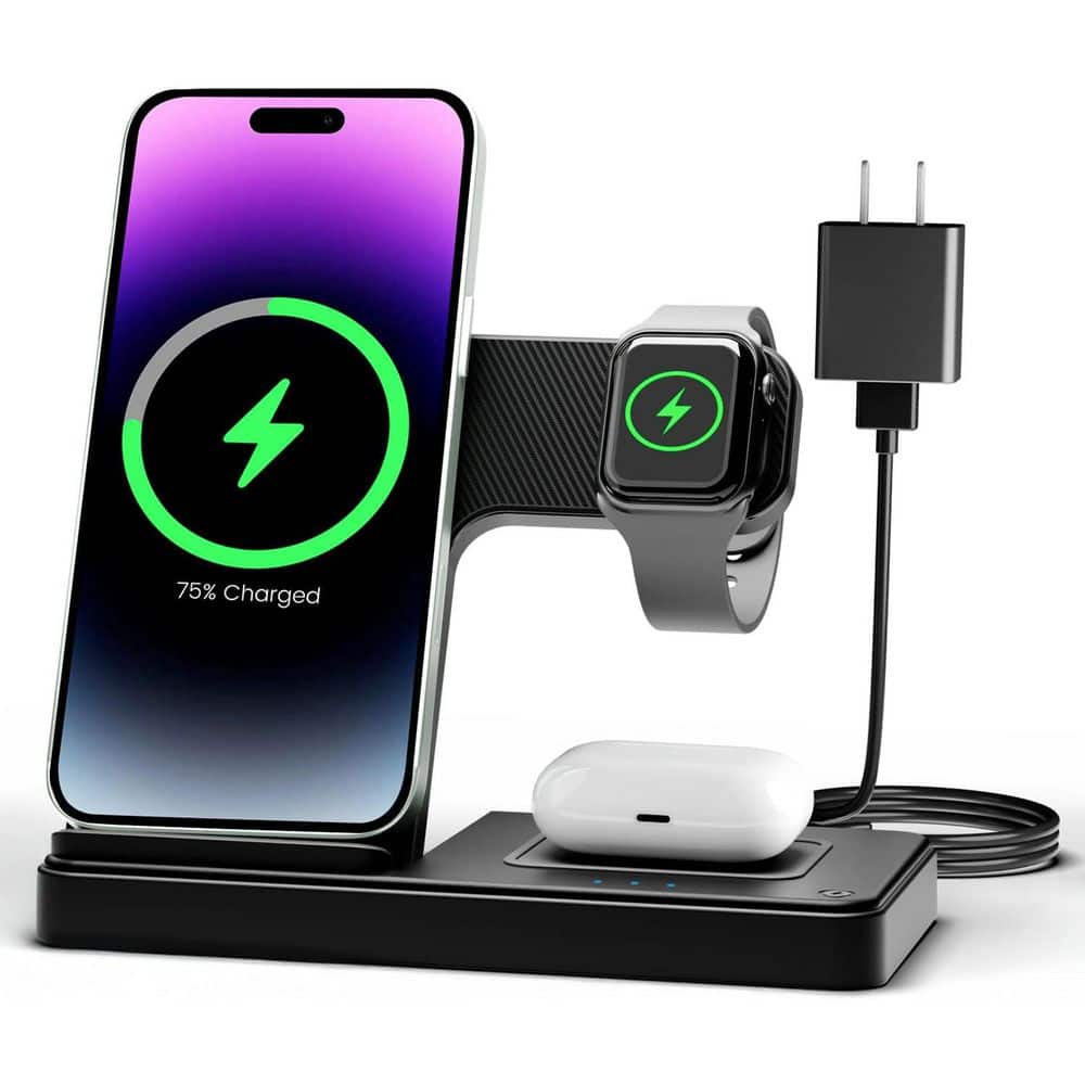 Wireless Charger Iphone Charging Station: 3 in 1 Charger Stand Multiple Devices for Apple