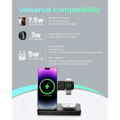 Wireless Charger Iphone Charging Station: 3 in 1 Charger Stand Multiple Devices for Apple