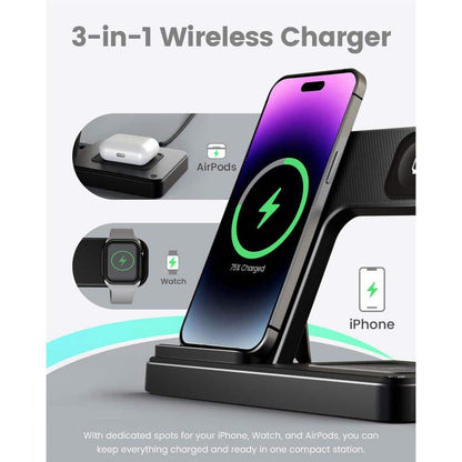 Wireless Charger Iphone Charging Station: 3 in 1 Charger Stand Multiple Devices for Apple